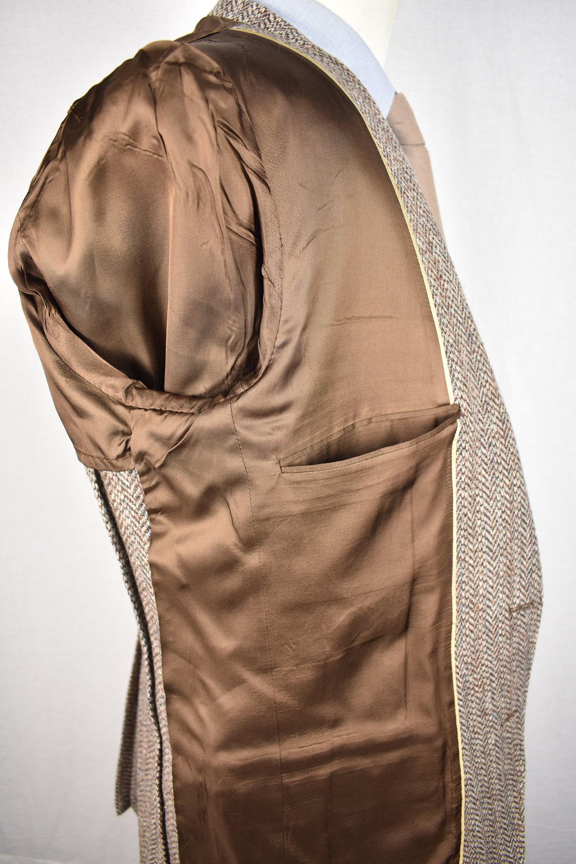 19761994 John Alexander Brown Herringbone Tweed Two Button Etsy