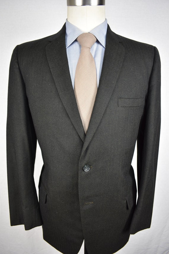 1970's Foreman & Clark Solid Black Worsted Wool Tw