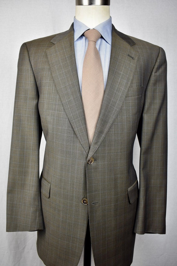 Austin Reed London Brown Glen Plaid Wool Two Butt… - image 1