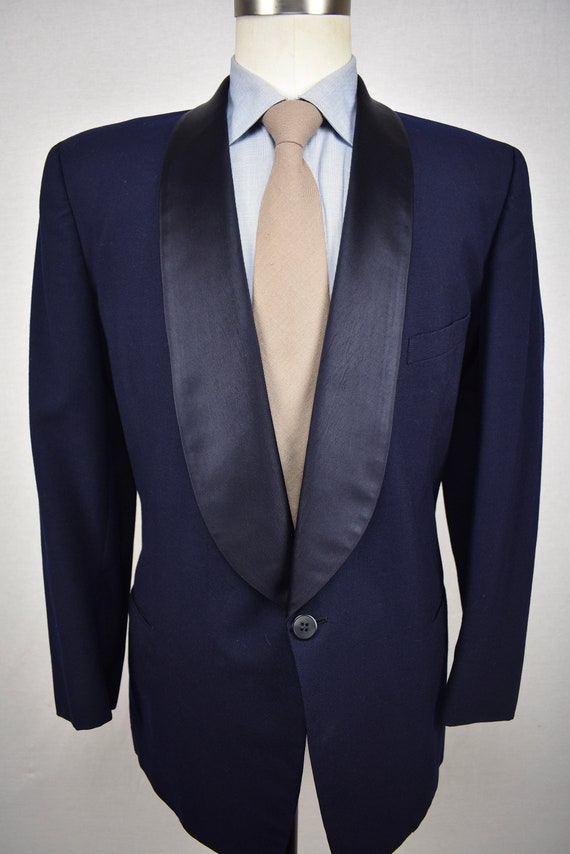 1949-1962 Hart Schaffner Marx Solid Navy Blue Two… - image 1