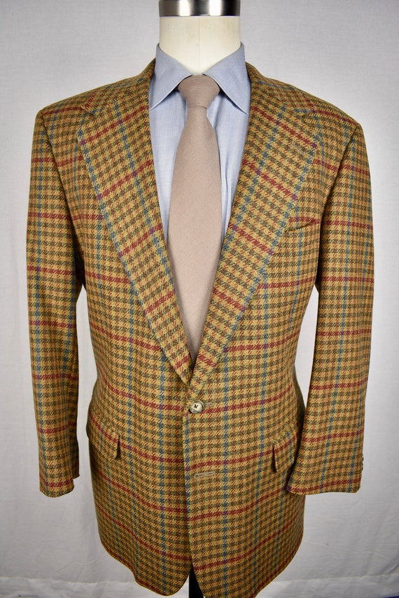 Corbin Light Brown Flannel Wool Checked Two Button Sport Coat | Etsy