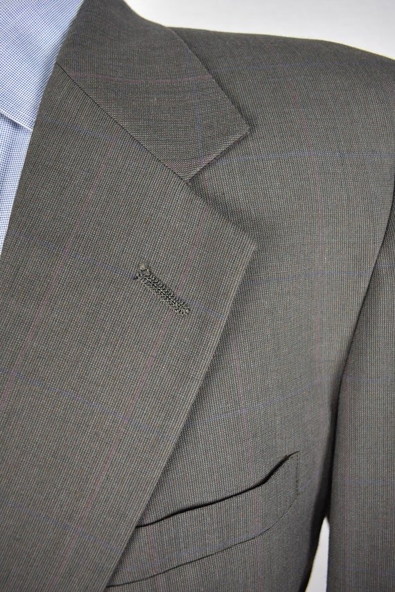 Johnny Carson Solid Greenish Gray Wool Blend Two … - image 3
