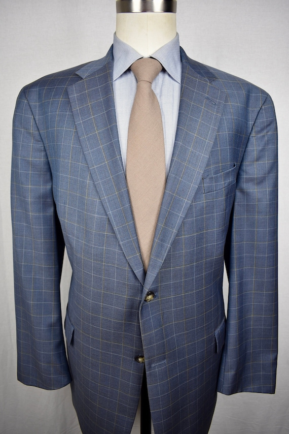 1995-2004 Austin Reed Blue Windowpane Check Wool T