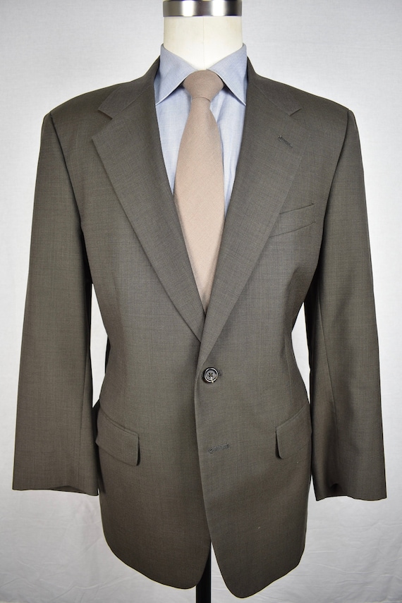 Unbranded Brownish Gray Worsted Wool Two Button Tw