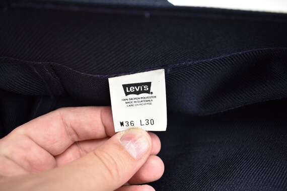1980-90's Levi's Solid Navy Blue Polyester Flat F… - image 4