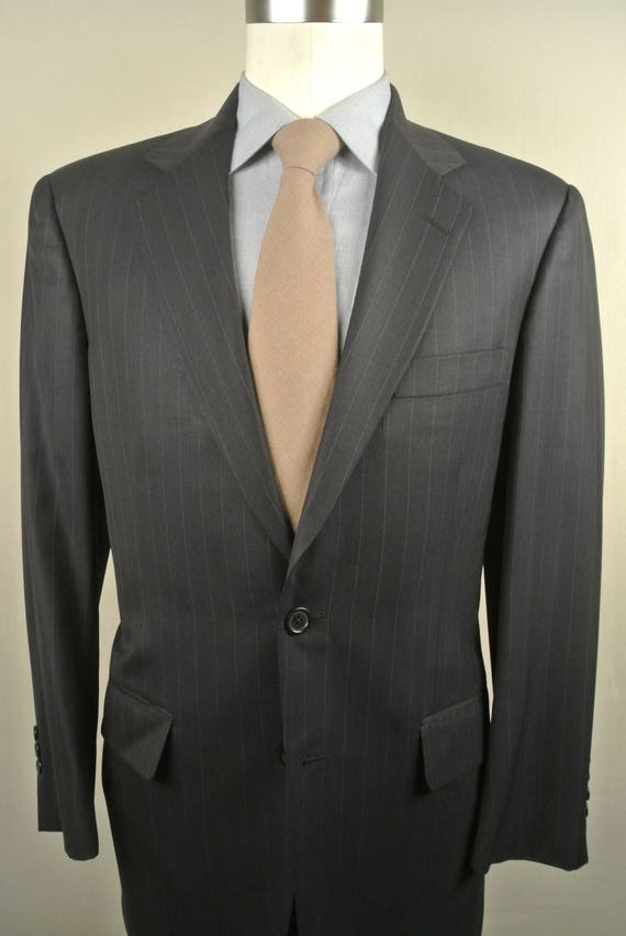 Southwick Navy Blue Pinstripe 100% Worsted Wool Tw