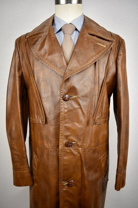 1970's Grais Solid Brown 100% Leather Three Button