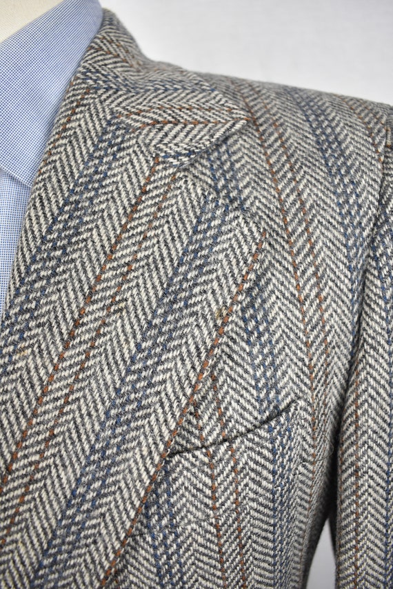 1970's Cricketeer Gray Herringbone/Striped Wool T… - image 3