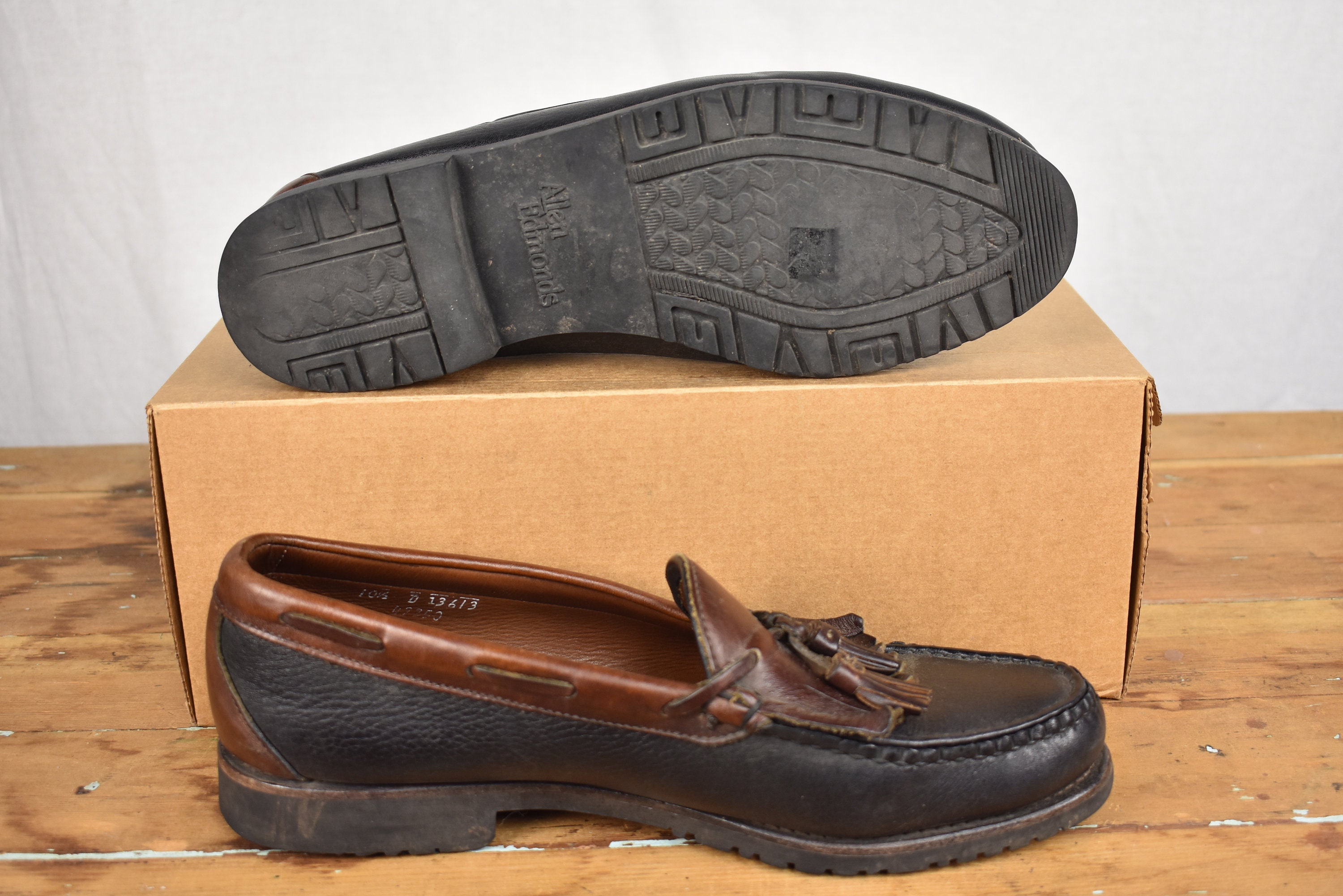 Allen Edmonds Nashua Black W/ Brown Leather Trim Moc Toe Etsy