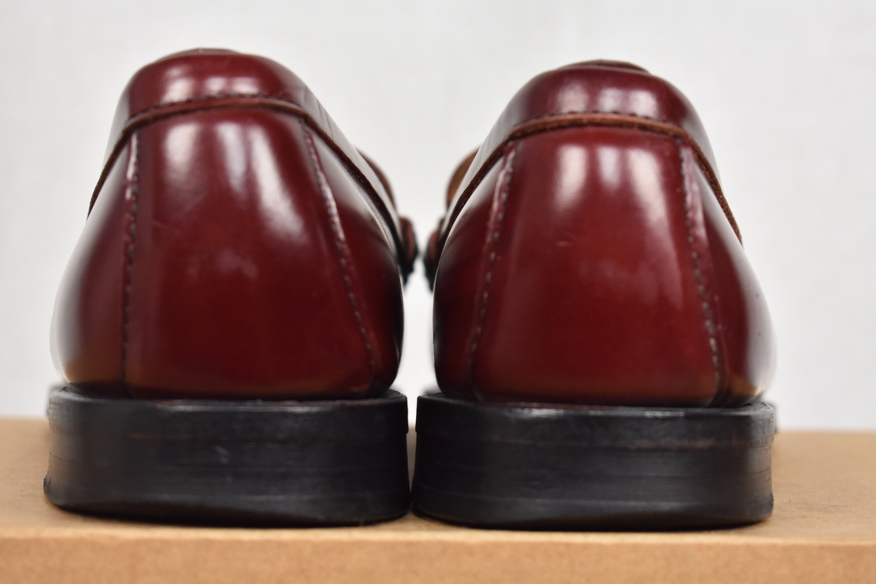 E.T. Wright Solid Burgundy Leather Moc Toe Penny Loafer Size: - Etsy