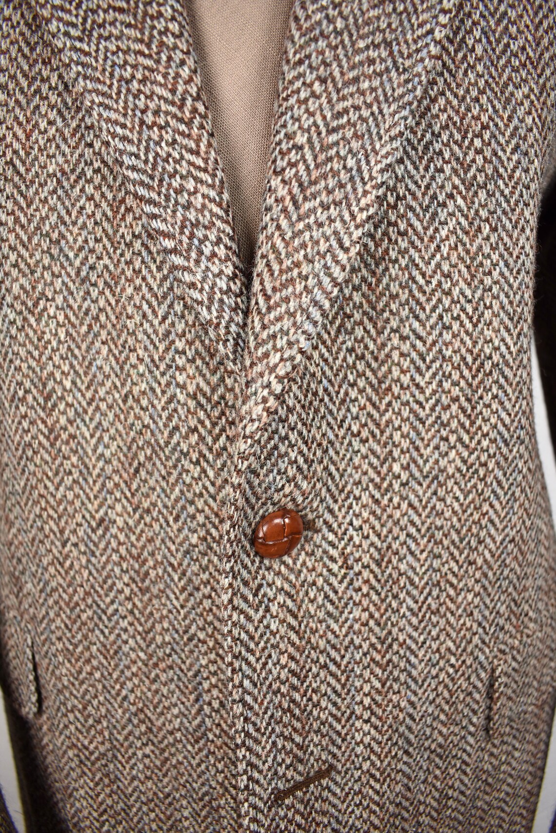 19761994 John Alexander Brown Herringbone Tweed Two Button Etsy