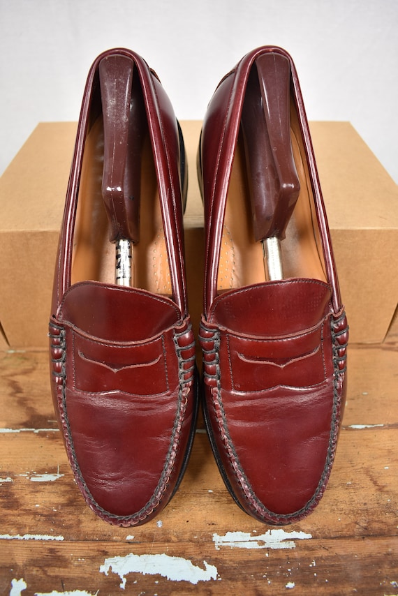 E.T. Wright Solid Burgundy Leather Moc Toe Penny … - image 6