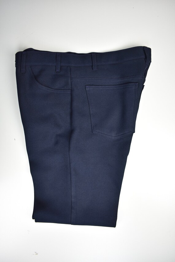 1980-90's Levi's Solid Navy Blue Polyester Flat F… - image 2