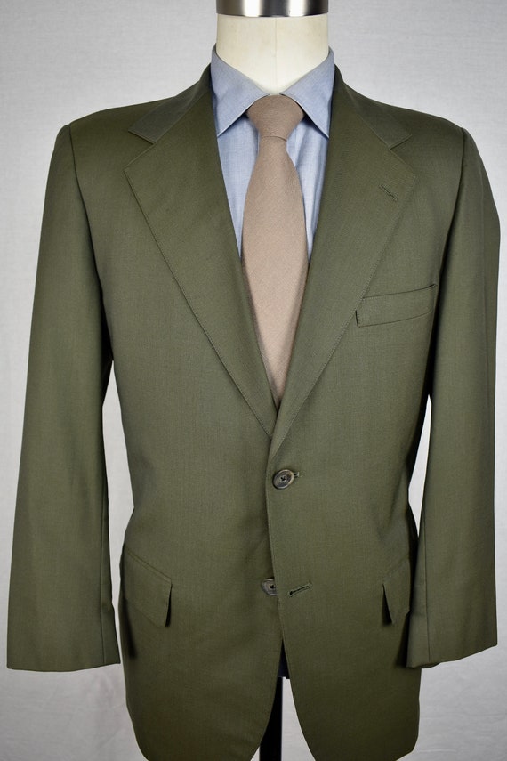 Southwick Solid Green 100% Worsted Wool Two Button