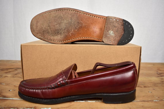 E.T. Wright Solid Burgundy Leather Moc Toe Penny … - image 3