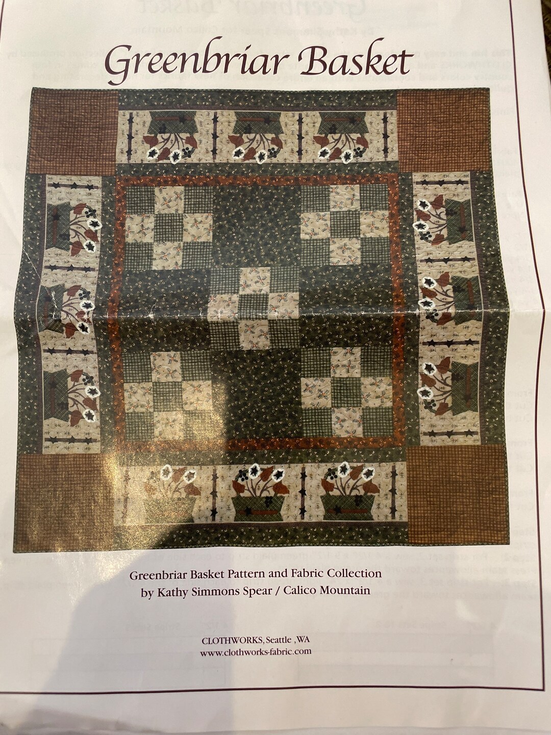 Greenbriar Basket Quilt Kit by Cottonworks Etsy