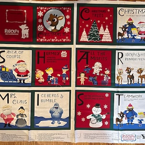 Rudolph The Red Nose Reindeer fabric book panels
