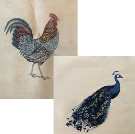 Square by Design Peacock or Rooster Tapestry Fabric Panels Etsy