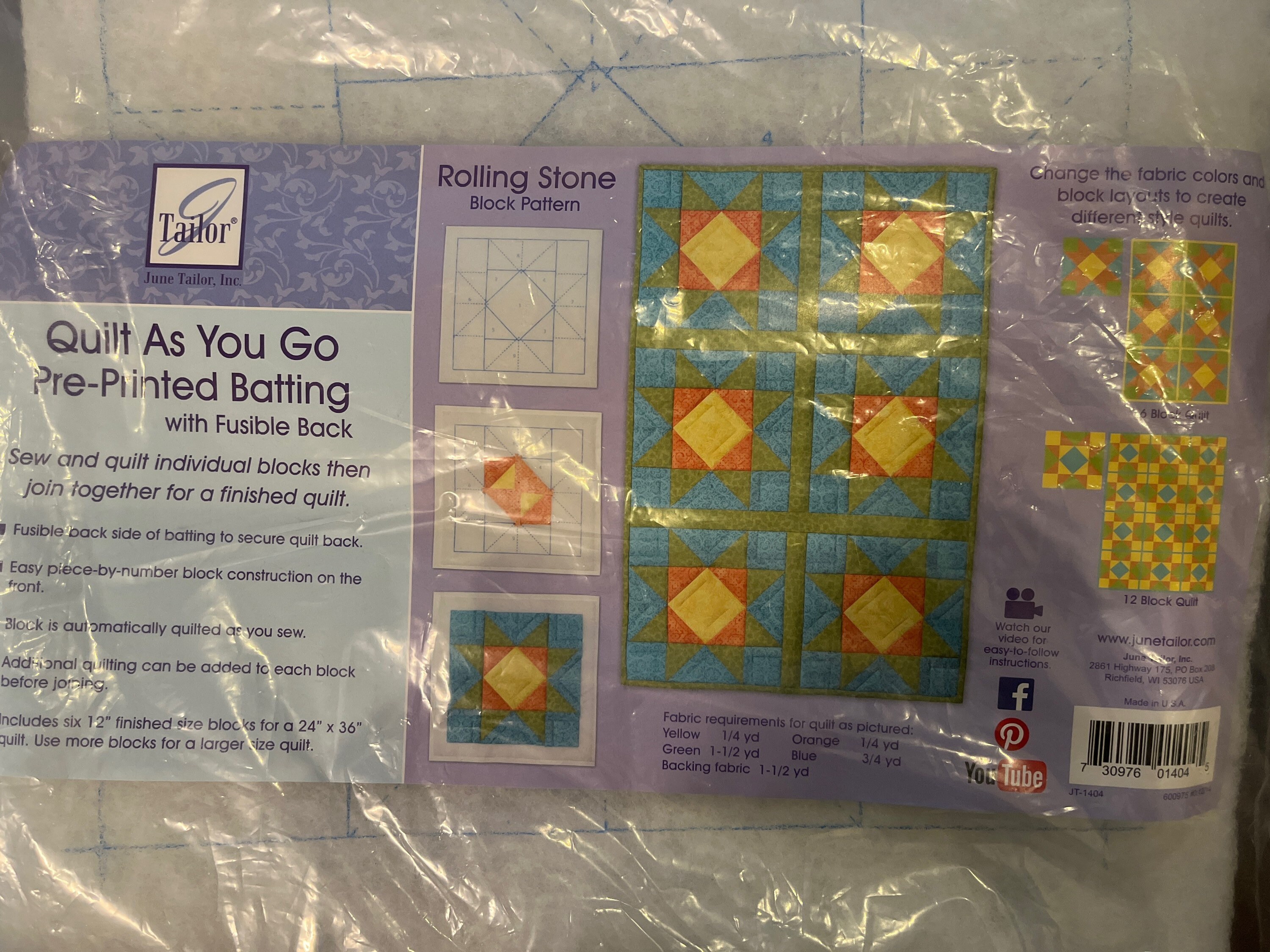 Quilt as You Go Quilt Blocks Pre Printed Fusible Batting 