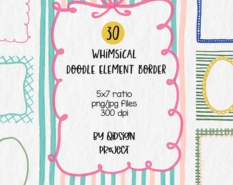 Doodle lunatique cadre PNG, Clipart de bordure dessiné main pour faire-part, album de scrapbooking