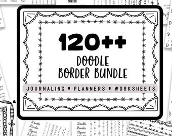 120+ Doodle Border Clipart Bundle, Hand Drawn PNG Frames (Digital Download)