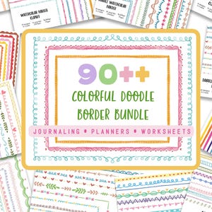 90 Watercolor Borders for Teachers | Classroom Worksheet & Planner Page Printable Bundle PNG