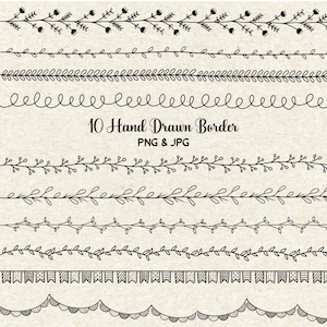 Hand drawn border, Doodle Border, Scrapbook embellish, Invitation, Chalkboard, Blog graphics, personal and commercial use image 1