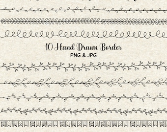 Hand drawn border, Doodle Border, Scrapbook embellish, Invitation, Chalkboard, Blog graphics, personal and commercial use