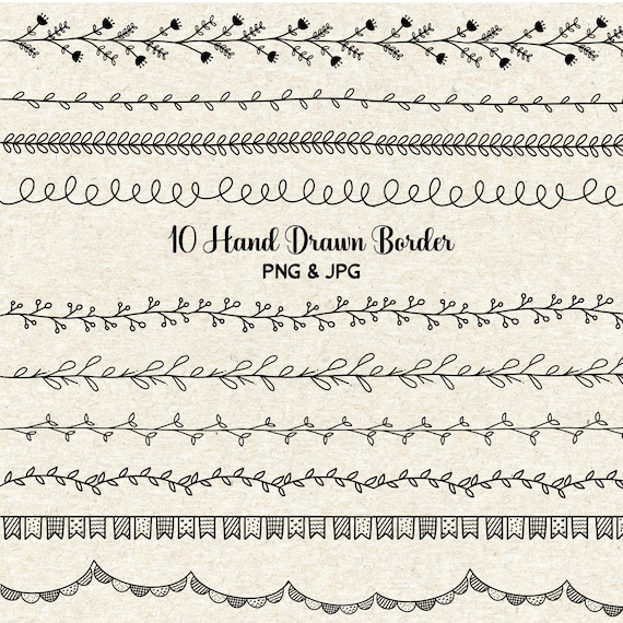 Hand drawn border, Doodle Border, Scrapbook embellish, Invitation, Chalkboard, Blog graphics, personal and commercial use Il_570xn