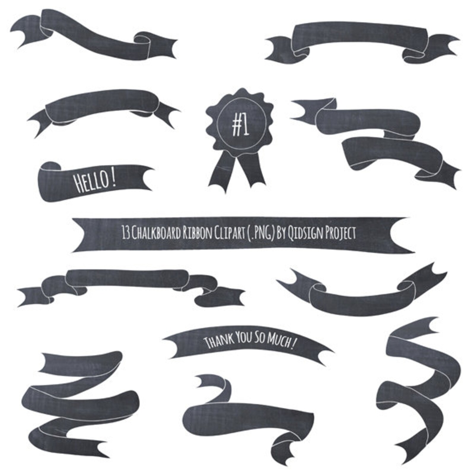 Chalkboard Ribbon Clipart Chalkboard Banners for Scrapbooking