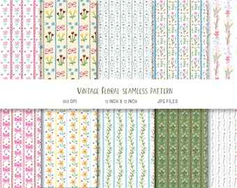 Papier numérique Cottagecore, motif floral coquette pour journal indésirable, imprimable grand millénaire