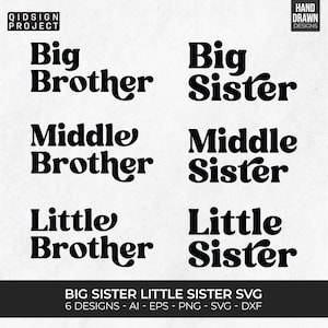 Adorable paquete SVG Big Sister Little Sister para Cricut y Silhouette: citas perfectas para dar la bienvenida a un nuevo bebé y celebrar el amor entre hermanos