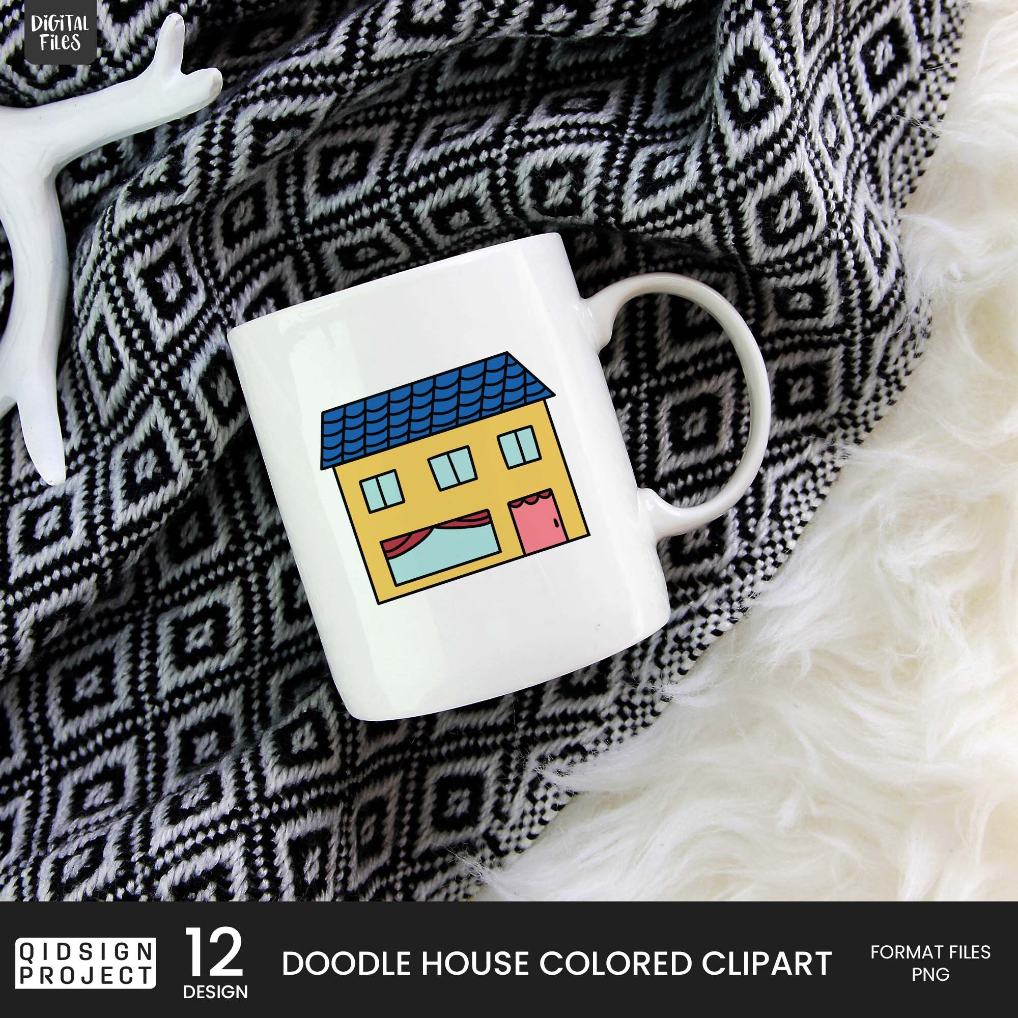 12 Doodle House Colored Clipart, House Vector Art, Hand Drawn Houses ...