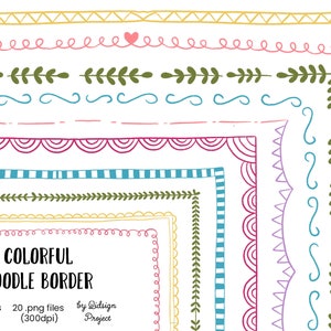 Hand drawn Colorful Doodle Border, decorative elements, page border journal, doodle border planner, page border letter size, teacher clipart