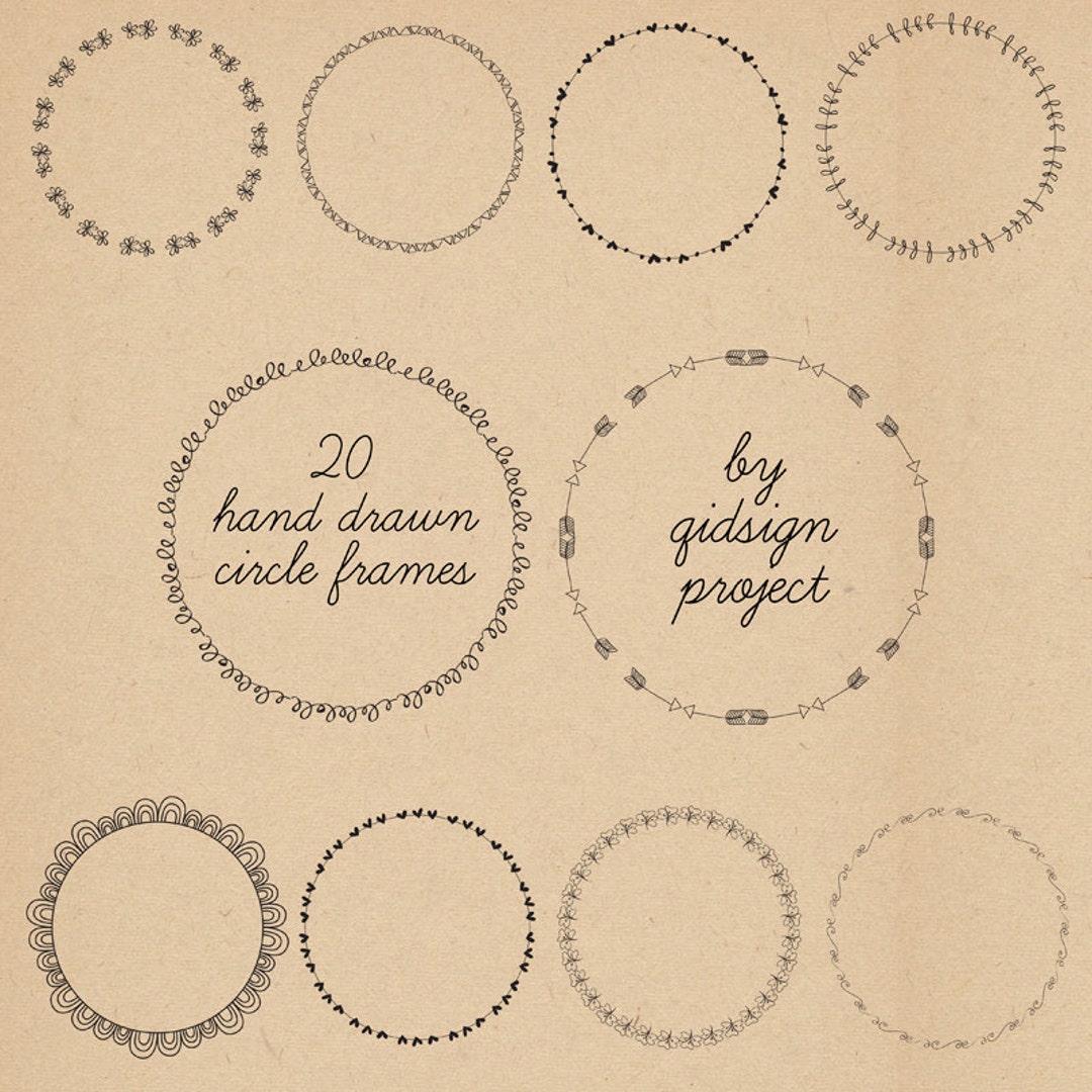 20 Hand-drawn Circle Frames, Doodle Clipart (digital Download) - Etsy