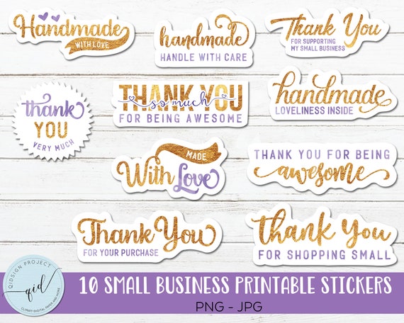 small business stickers png for handmade craft packaging printable stickers thank you template mail sticker png gold foil sticker by qidsignproject catch my party