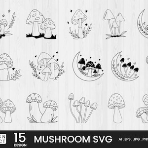 Mushroom Svg, mushroom svg bundle, mushroom clipart, fungus svg, magic mushroom svg, boho svg, Instant Download
