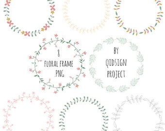 Floral frames and wreath clipart foliage frame floral border for scrapbooking, invitation commercial use instant download