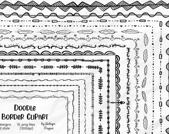 15 Doodle Border Clipart, Page Border, Bullet Journal Element, decorative elements, doodle border planner, page border letter size