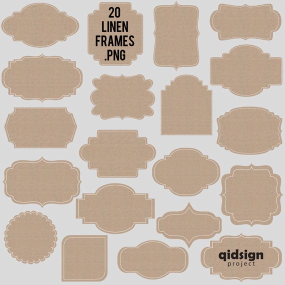 Linen Frames Digital Linen Label Images PNG Scrapbooking Etsy