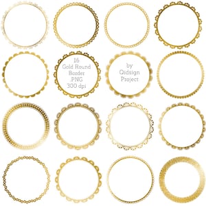 Gold frames clipart, Gold circle borders clipart Gold Round Border Gold lace banner