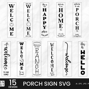15 signe de porche svg Bundle, svg de bienvenue, signe de porche de bienvenue vertical svg, home sweet home porche signe de bienvenue svg, téléchargement immédiat