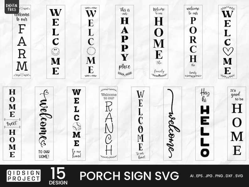 15 Porch Sign Svg Bundle, Welcome Svg, Vertical Welcome Porch Sign Svg ...