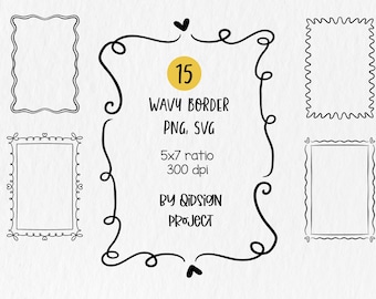 Clipart de cadres dessinés à la main, bordures décoratives Doodle (SVG, PNG)