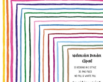 15 clipart bordure aquarelle lumineuse, coups de pinceau aquarelle, bordure de cadre aquarelle Scrapbook Graphics usage Commercial téléchargement immédiat