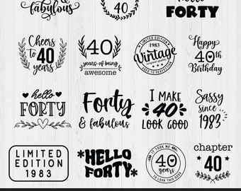 40Th Birthday Svg Bundle, Forty Svg, Birthday SVG, Hello 40 Svg Cut Files,  Birthday Shirt Svg, Birthday Clipart, instant download