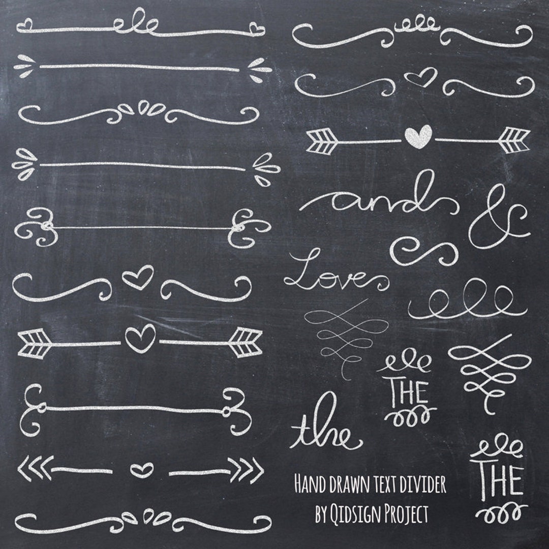 Chalk Doodle Text Dividers, Swirls Clip Art (instant Download) - Etsy