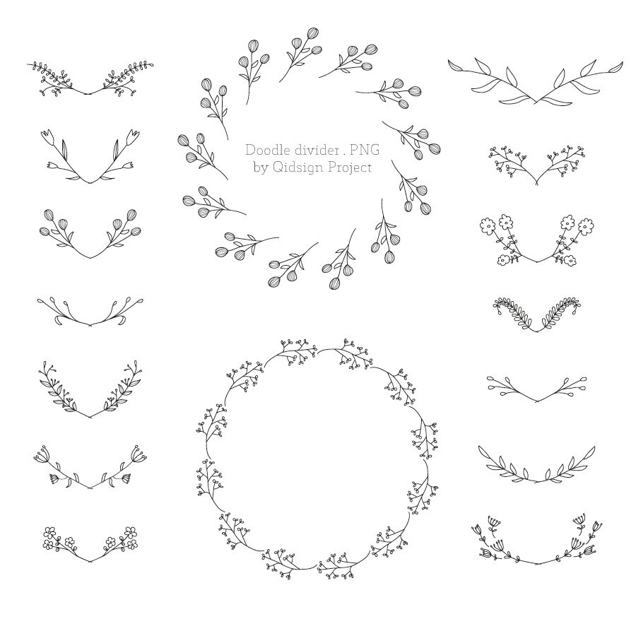 Doodle Teiler Clipart Hand Gezeichnet Teiler Hand Gezeichnet Etsy