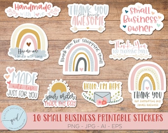 Stickers voor kleine bedrijven, Happy Mail-verpakking, winkeletiketten (png, jpg, eps, ai)