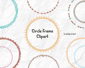 10 Circle Frame Clipart, Monogram Frames, Clipart Circles, Digital Clip Art, Commercial Use, PNG, Vector
